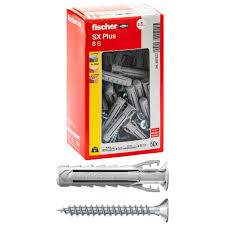 Fischer 50 x SX Plus Skruvar 8 x 40 mm för Helvägg och Murverk