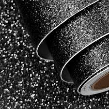 FunStick 40CMX6M Svart Glitter Självhäftande Tapet för Sovrum