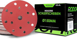 RODOPI Sandpapper 150 mm Velcro RödDjävel Slipplattor 15 Hål