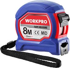 Workpro 8m Professionellt Måttband med Metallbältesklämma
