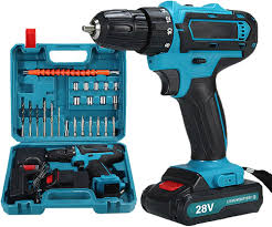 28 V Sladdlös Borrmaskin med 2 Batterier
