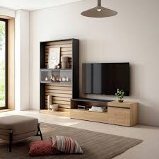 Skraut Hem | TV-möbelset med eldstad - Modern stil i ek och svart