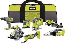 RYOBI 18V ONE+ 6-verktygssats med slagborr och sticksåg