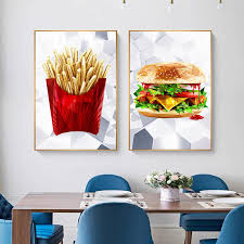 Abstrakt konst: Pommes frites & hamburgare på canvas