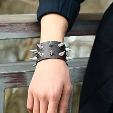 Dubbat Läderarmband för Punkstil - Svart Nitarmband
