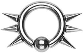 PunkJewelry Intimt Piercing BCR Ring med Spikar 316L