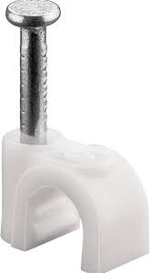 Kabelklämma 5 mm med spik - Vit (100-pack)