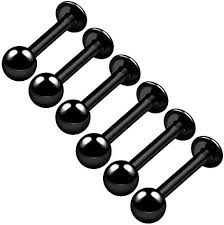 6-pack Stål Labret med 3mm Boll - Marilyn Monroe Tragus och Läppörhängen