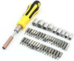 47-i-1 Gult/Svart Torx Hex Phillips Skruvmejsel