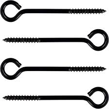 Belle Vous 4-Pack Svarta Ögleskruvar - Slitstarka Självgängande Ringkrokar
